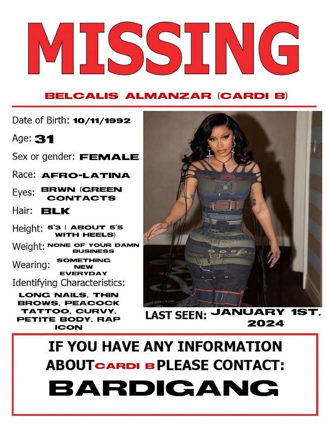 Cardi B “scomparsa” sui poster in giro per Miami: fan apprensivi o ...